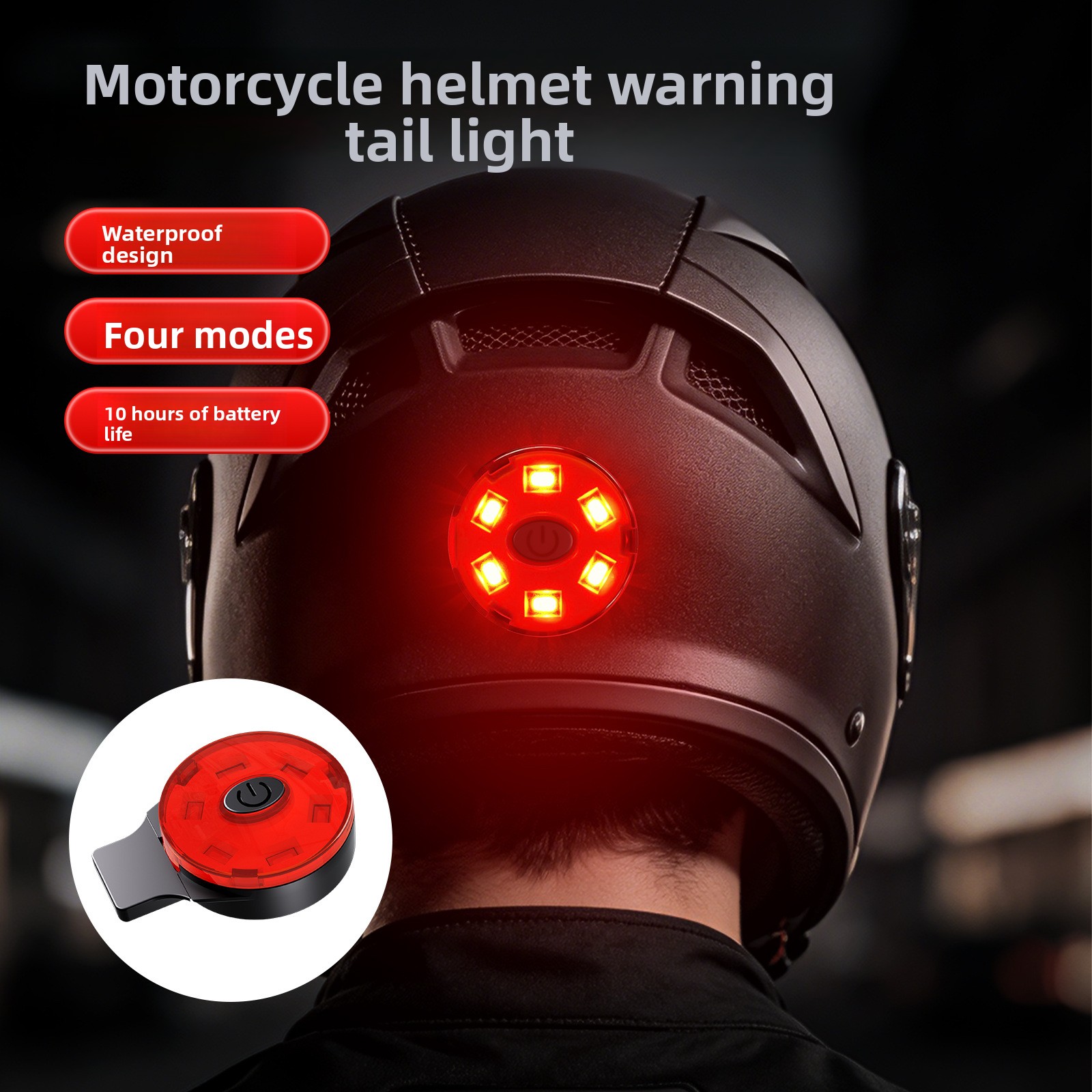 Sos Light Strobe - Lampu Belakang Helm LED Isi Ulang